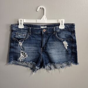 H&M Distressed Mid Rise Denim Cut-Off Shorts - Size 10
